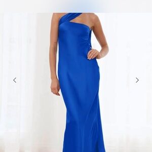 Hello Molly Vibrant Blue One-Shoulder Maxi Dress